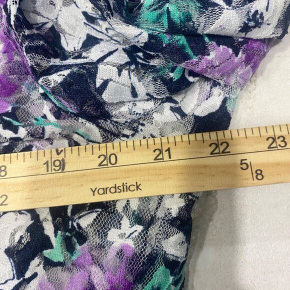 Christopher & Banks Button Up Sheer Top  Womens L Floral Purple Lightweight Fall - Picture 8 of 10